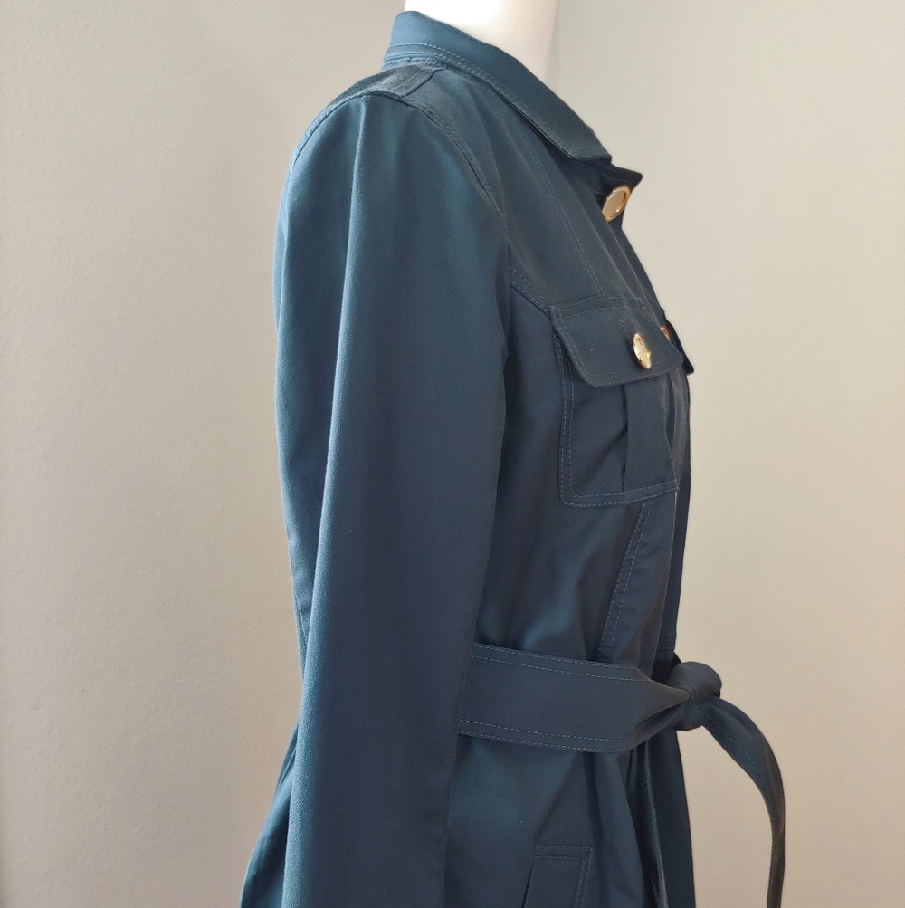 St. John Yellow Label Blue Utility Trench Jacket with Gold Buttons Women's 6 - Picture 14 of 17